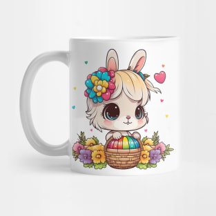 Happy Easter Baby Bunny With Flowers Mug